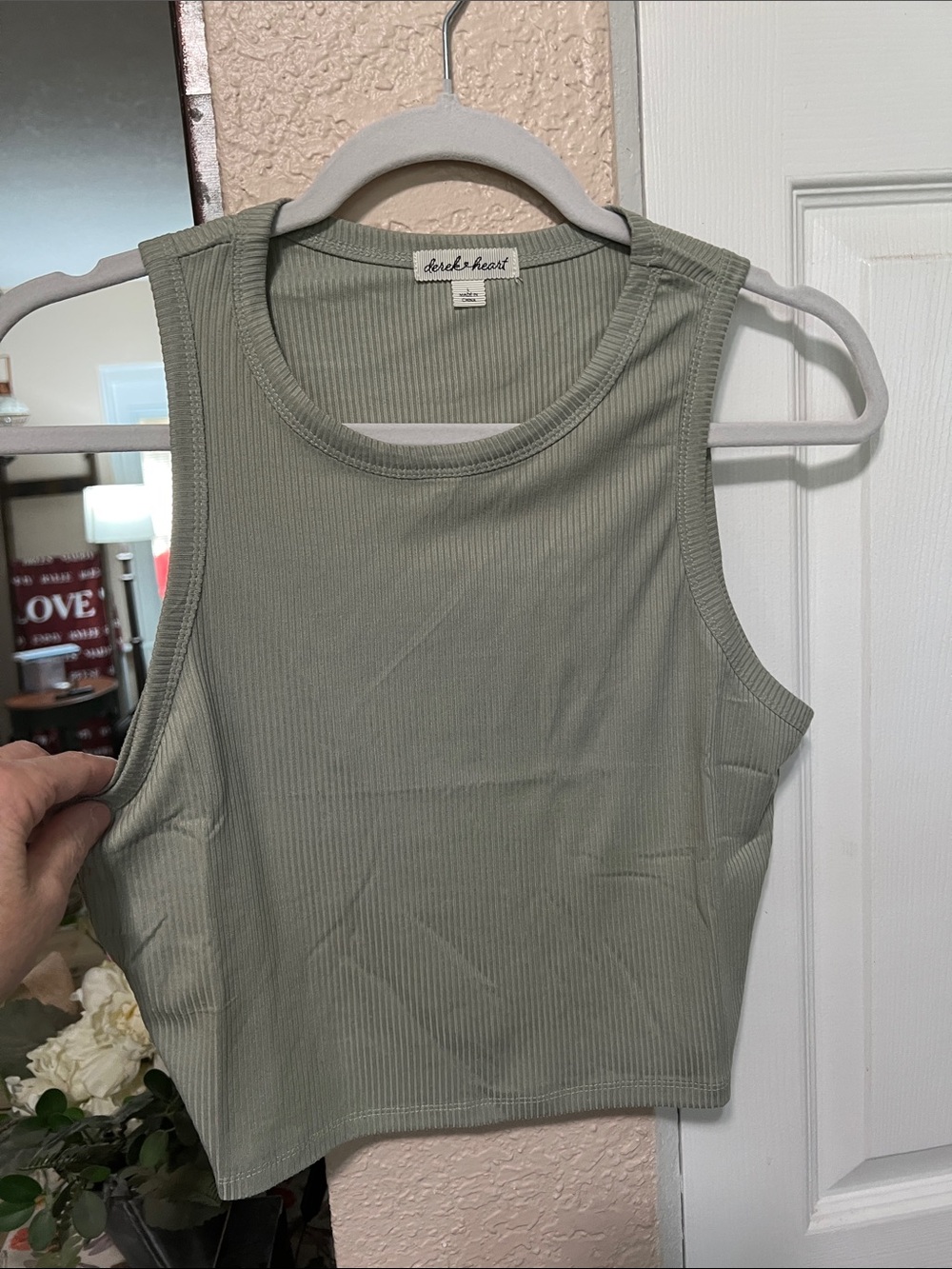 NEW BUNDLE Derek Heart Ribbed Sage Green and Taupe Crop Tank
